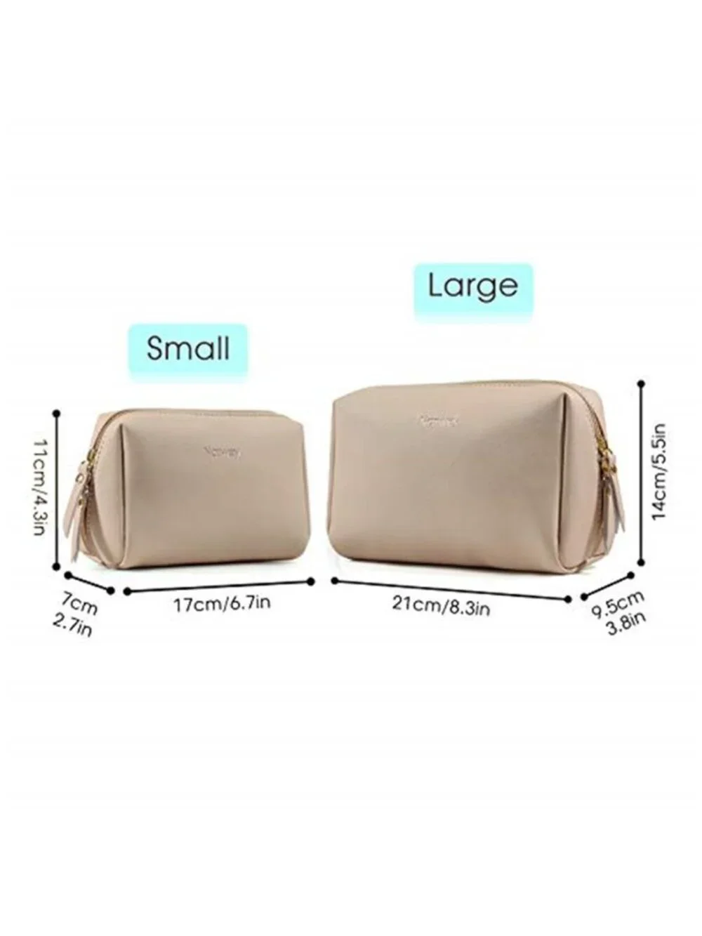 Brown PU Leather Makeup Bag Large Travel Cosmetic Organizer Toiletry Pouch
